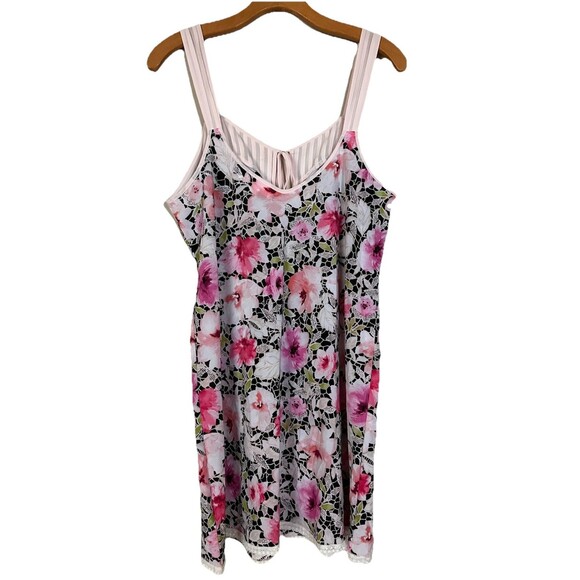 Oscar De La Renta Pink Label Floral Slip Nighty Chemise‎ Lace & Chiffon  SZ M - Picture 2 of 13